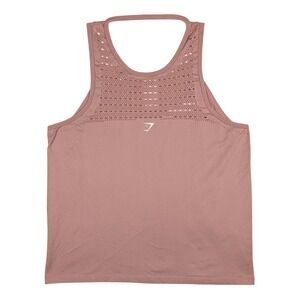 Gymshark Tank Top Women Medium Rose Pink Energy+ Seamless High Neck Eyelet Mesh